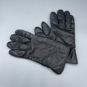 Vintage Coach Full Finger Driving Gloves‎ Womens Black Leather with Soft Lining